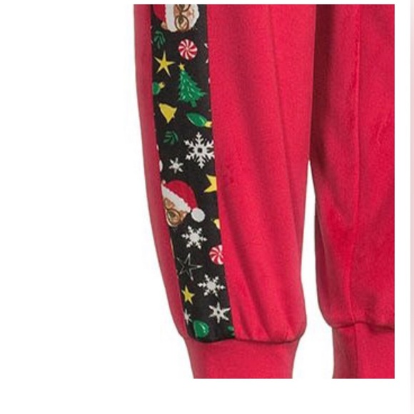 Red plush cozy velour sequin metallic embroidered jacket‎ joggers set size Small - Picture 6 of 13